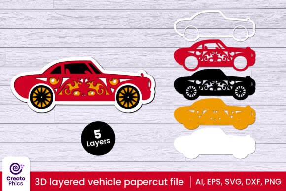 3D SVG Car Art for Home Décor