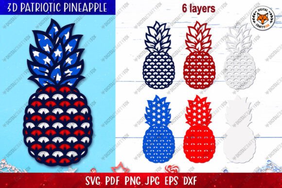 3D SVG Pineapple for Independence Day