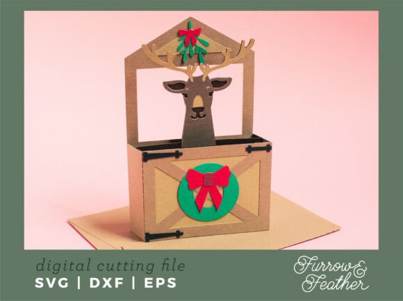 3D SVG Reindeer Card for Christmas