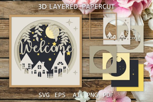3D SVG Welcome Card for Cards And Invites