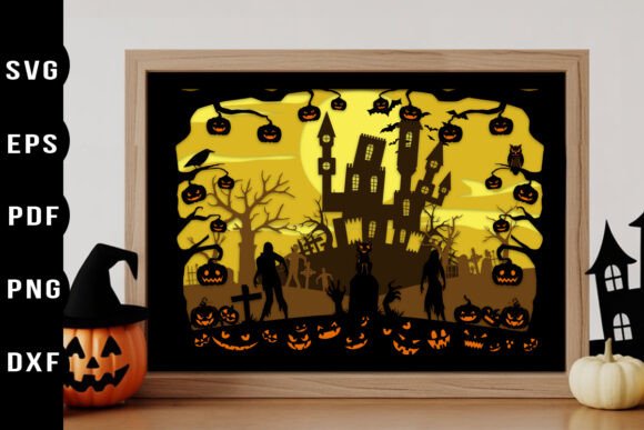 Graveyard Scene 3D SVG for Shadow Boxes