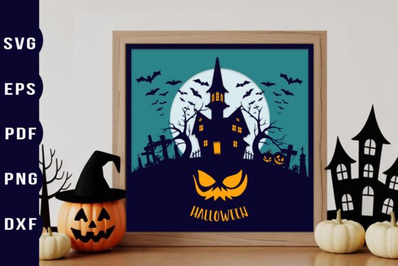 Halloween Haunted House 3D SVG for Shadow Boxes