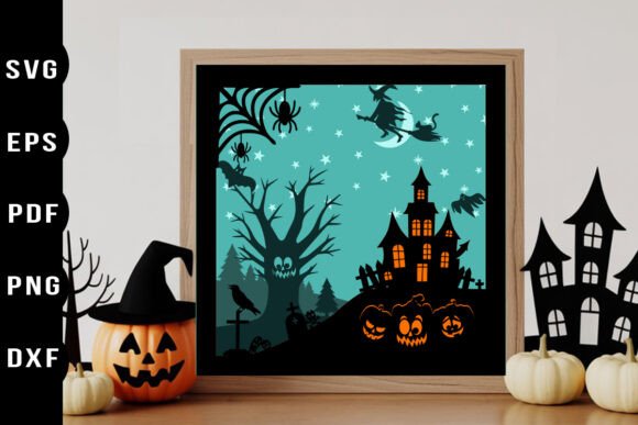 Halloween Haunted House 3D SVG for Shadow Boxes