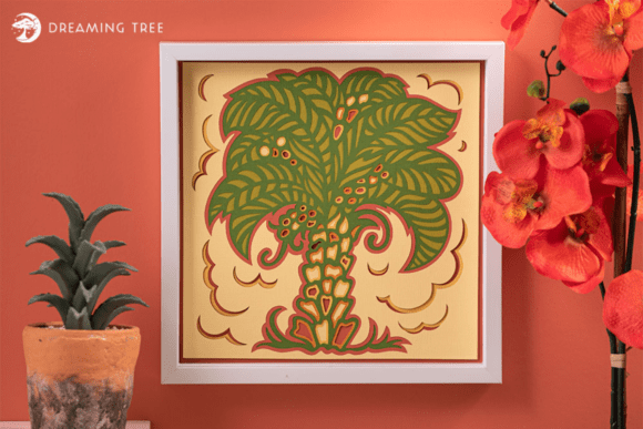 Layered Look Date Palm SVG: 3D SVG for Shadow Boxes