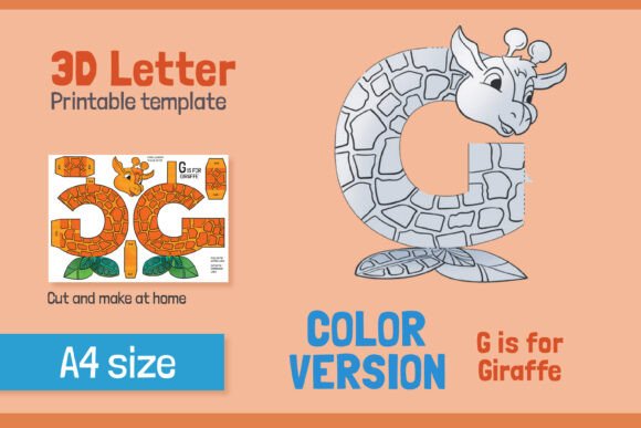 Letter G 3D SVG Papercraft for Shapes