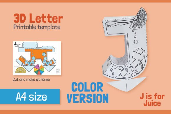 Letter J 3D SVG Shapes for Kids