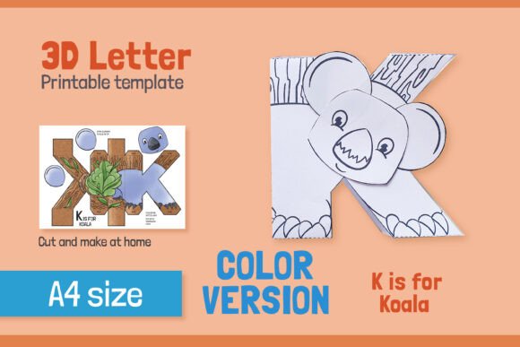 Letter K 3D SVG Shapes for Kids Crafts