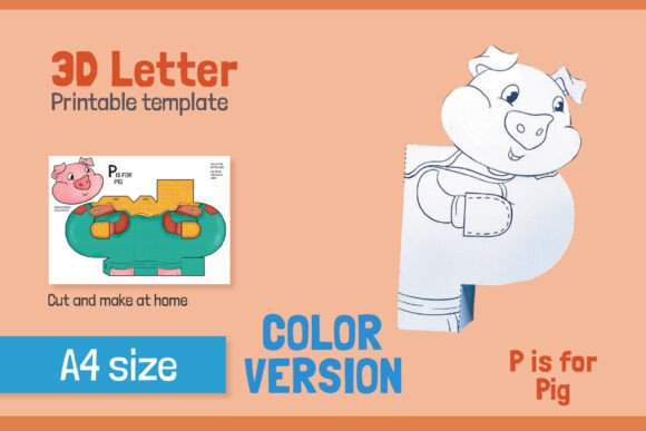 Letter P 3D SVG Shapes for Kids