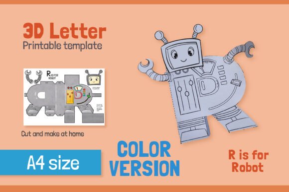 Letter R 3D SVG Shapes for Kids Content