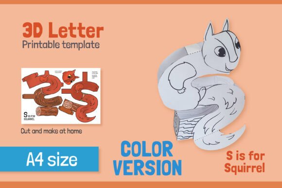 Letter S 3D SVG Shapes for Kids