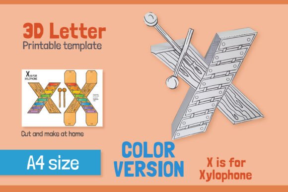 Letter X 3D SVG Shapes for Kids