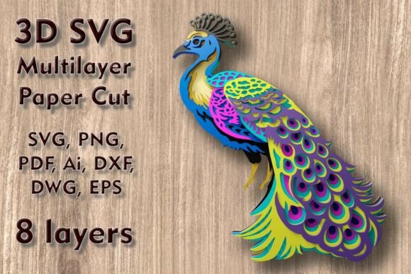 Peacock 3D SVG: Elegant Ornaments for Sellers
