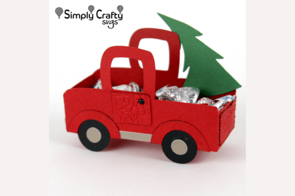 Red Truck Treat Box SVG: 3D SVG for Christmas