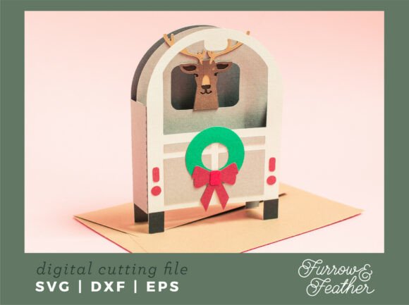 Reindeer Trailer 3D SVG for Christmas Cards