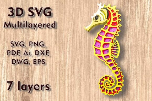 Seahorse 3D SVG for Laser Wall Decor