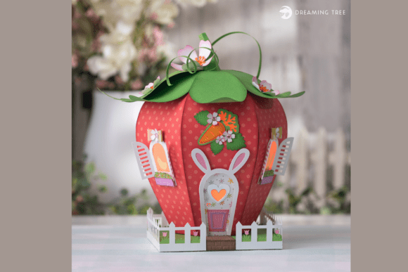Strawberry House 3D SVG for Easter Crafts