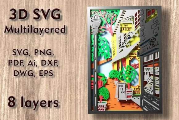 Street 3D SVG for Shadow Boxes