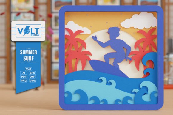 Summer Surfing Beach 3D SVG Craft Design Review