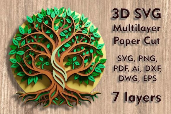 Tree of Life 3D SVG: Premium Ornaments
