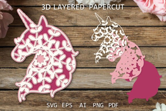 Unicorn SVG: 3D SVG Shapes for Crafters