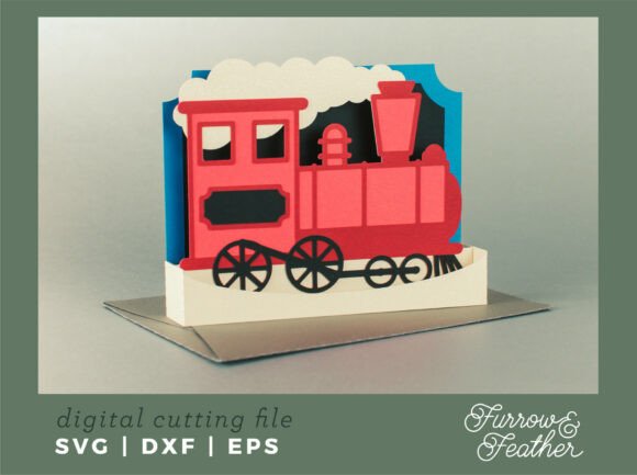 Vintage Train Card 3D SVG for Objects