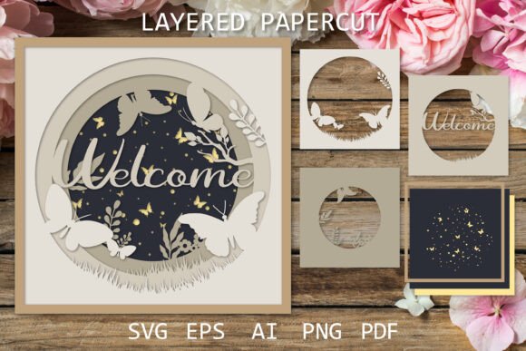 Welcome Card Design 3D Layered SG for Shadow Boxes