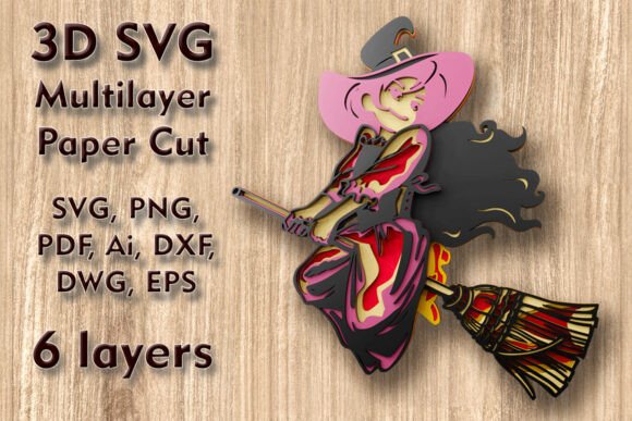 Witch 3D SVG for Halloween Projects
