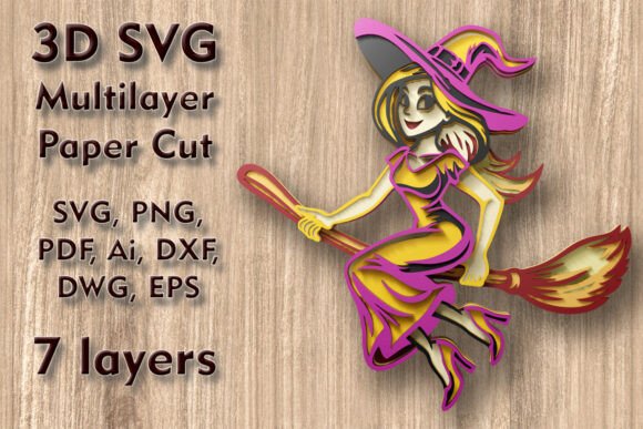 Witch 3D SVG for Halloween Projects