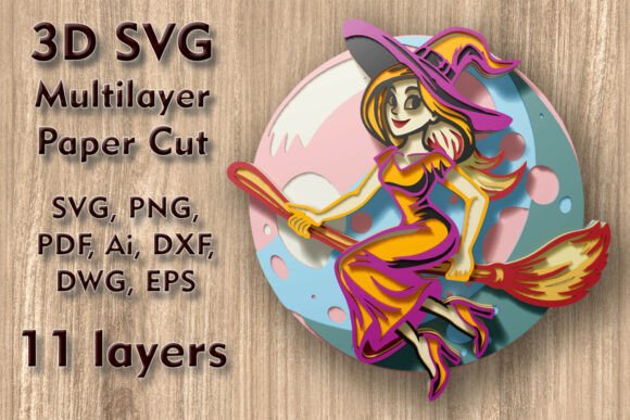 Witch 3D SVG Multilayer Halloween Review