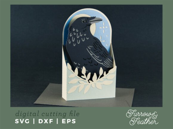 Witchy Raven Moon 3D SVG for Halloween