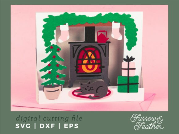 Wood Burning Stove 3D SVG for Christmas